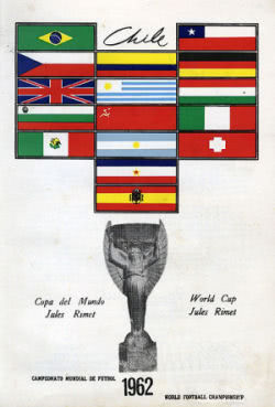 Plakat mit allen Teams der WM Endrunde 1962 in Chile 