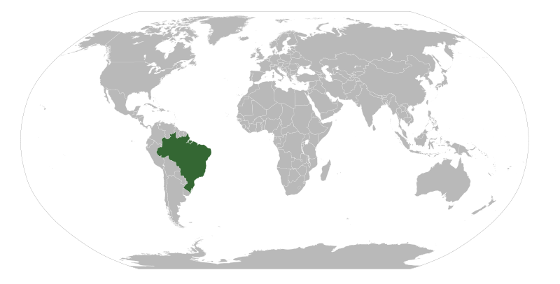 WM 2014 Veranstalter Brasilien auf der Weltkarte