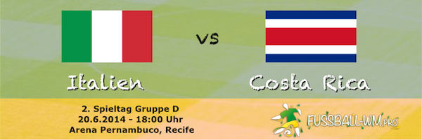 Italien ist im WM 2014 Gruppenspiel gegen Costa Rica klarer Favorit