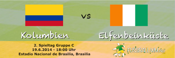 Kolumbien fordert im zweiten WM Spiel die Elfenbeinküste