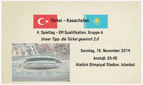 Wetten Tipp zu Türkei Kasachstan am 16.11.14