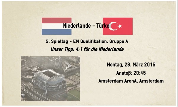 Wetten Tipp Niederlande Türkei EM Quali 28.3.