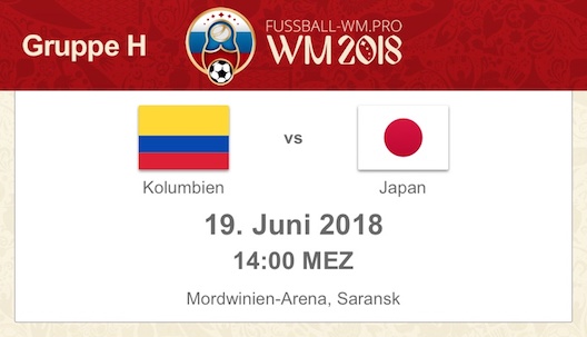 Kolumbien gegen Japan WM 2018 Vorschau