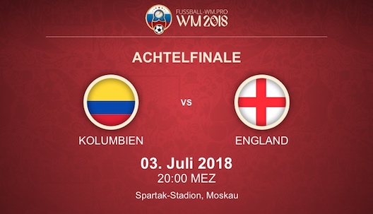 WM-Achtelfinale Kolumbien vs. England Vorschau + Quoten