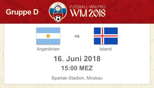Argentinien vs. Island in WM 2018 Gruppe B