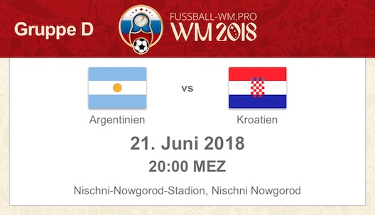 Vorschau zu Argentinien vs. Kroatien in WM 2018 Gruppe D
