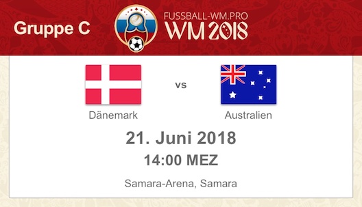 Dänemark vs. Australien bei der WM 2018