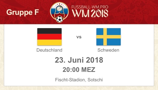 Gruppe F: Deutschland vs. Schweden bei der WM 2018
