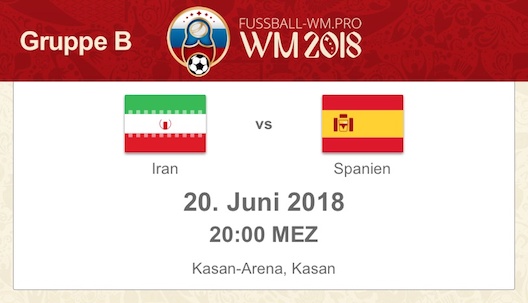 WM 2018: Iran gegen Spanien am 20. Juni