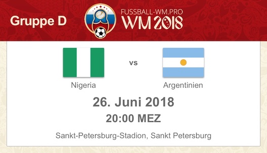 Spielvorschau Nigeria - Argentinien WM 2018 