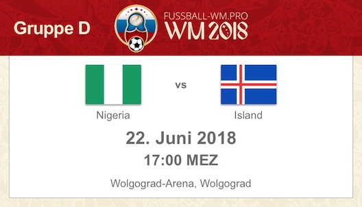 Nigeria - Island WM 2018 Vorschau