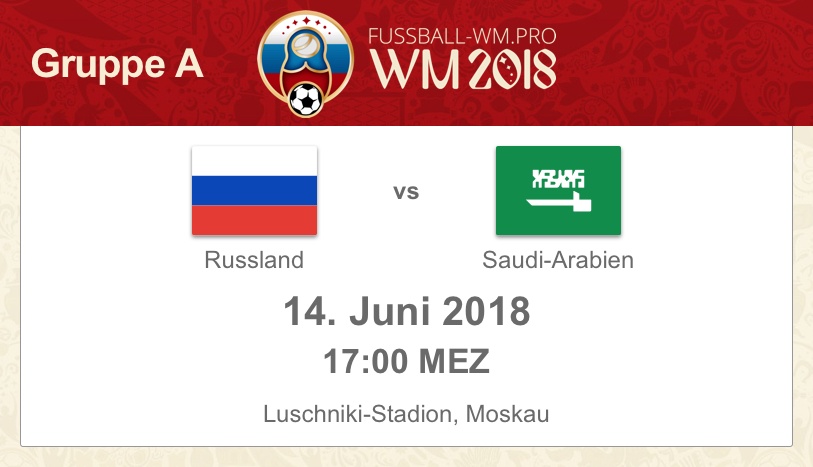 WM-Auftaktspiel Russland - Saudi Arabien am 14. Juni