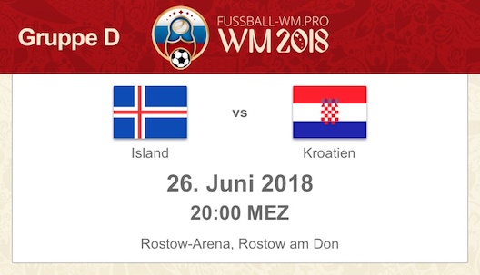 WM 2018: Island vs. Kroatien am 26.6