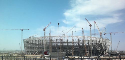 Bauarbeiten im Jahr 2014 am Nationalstadion Baku