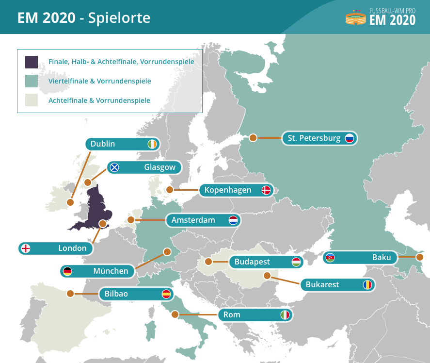 EM Spielorte 2020 - Die 12 Orte & Stadien der EURO 2020