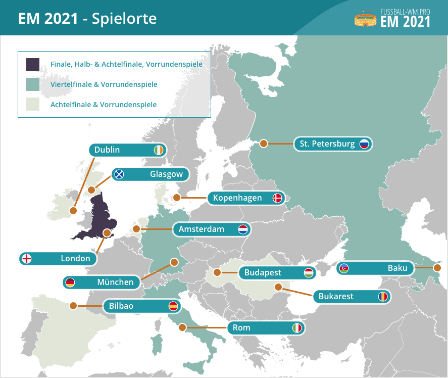 EM Spielorte 2021 - Die 12 Orte & Stadien der EURO 2020