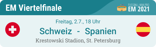 Tipp und Prognose für Schweiz - Spanien im Viertelfinal der EURO 2020 am 2. Juli 2021