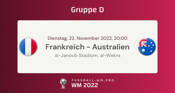 Alle Infos zu Frankreich - Australien in WM 2022 Gruppe D mit Prognose & Quoten