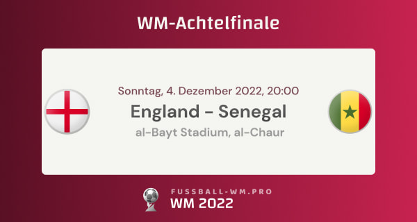 Prognose für England - Senegal im WM-Achtelfinale 2022 mit Quoten & Spiel-Tipp