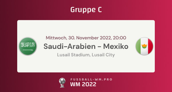 Wett-Tipps und Quotenvorschau für Saudi-Arabien vs. Mexiko 30.11.  Gruppe C bei der WM 2022