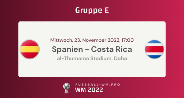 Vorschau, Tipps & Quoten für Spanien - Costa Rica in WM 2022 Gruppe E