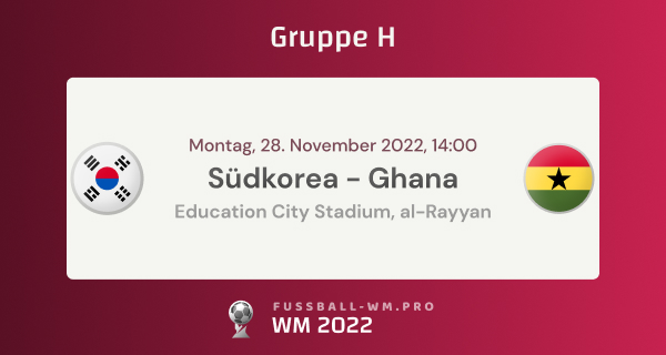 Südkorea - Ghana WM Tipp & Prognose 28.11.