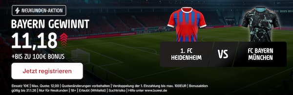 800% bessere Quote für Heidenheim - Bayern Wetten