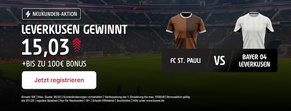 15er Quote auf Leverkusen besiegt St. Pauli bei Tipico!