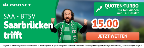15er Quote bei Oddset auf Saarbrücken trifft