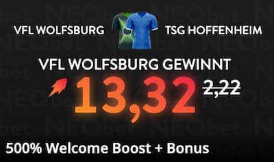 500% bessere Quote bei Neobet für deine Wolfsburg - Hoffenheim Wette