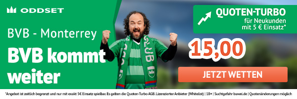15er Quote bei Oddset auf BVB kommt weiter