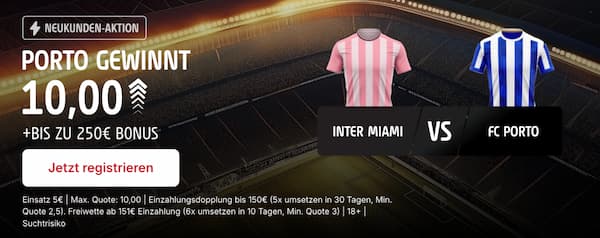 10er Quote bei Tipico auf Porto besiegt Inter Miami