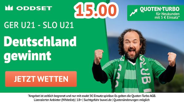 15er Quote bei Oddset auf Deutschland besiegt Slowenien im Zuge der U21 EM