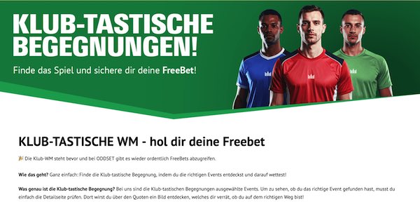 bei oddset klub tastisch eine freebet zur klub wm kassieren