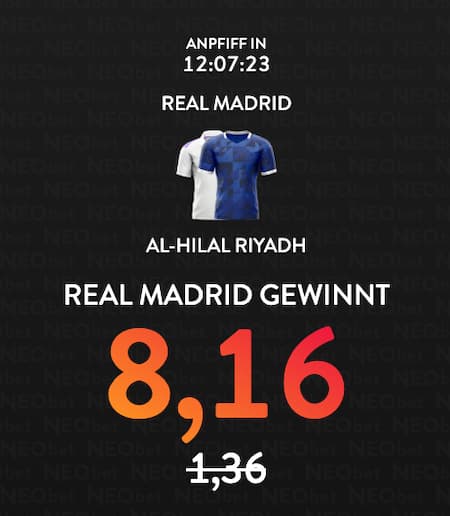 6-fache Quote bei Neobet auf Real besiegt Al Hilal