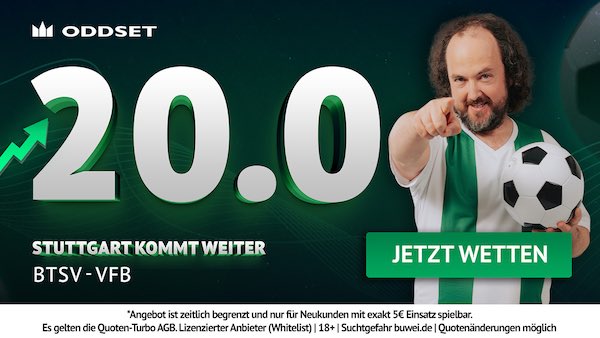 20er Quote bei Oddset auf Stuttgart kommt gegen Braunschweig weiter
