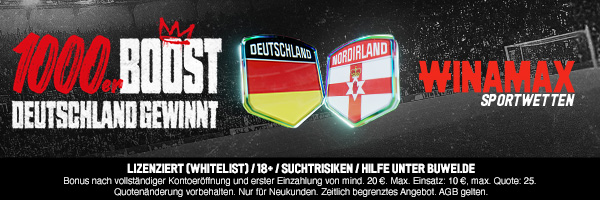 1000% bessere Quote bei Winamax zu Deutschland - Nordirland!