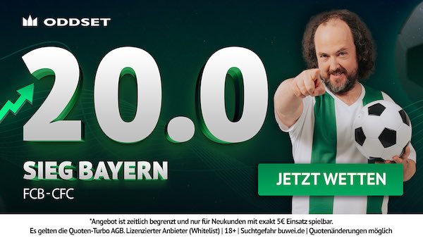 20er Quote bei Oddset auf Bayern besiegt Chelsea
