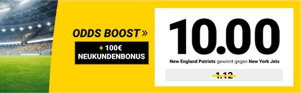 10er Quote bei Interwetten auf New England Patriots besiegen die New York Jets