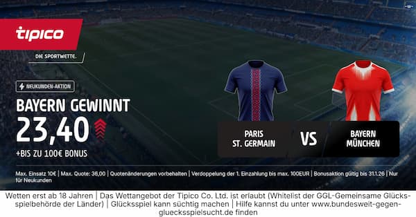 800% bessere Tipico Quote auf Bayern besiegt PSG