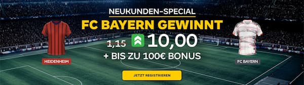 10er Quote auf Bayern gewinnt in Heidenheim bei Merkur Bets