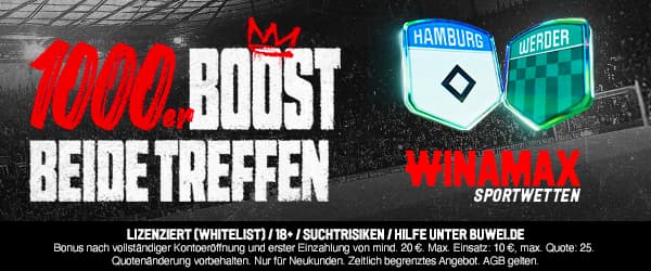 1000% Boost bei Winamax zu HSV - Bremen