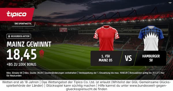 18er Quote bei Tipico auf Mainz gewinnt gegen den HSV