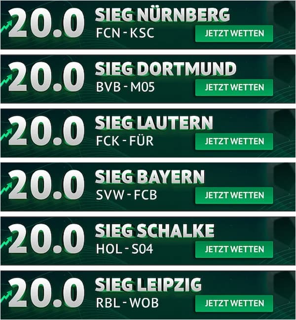 20er Quote bei Oddset zu den Spielen der 22. Runde