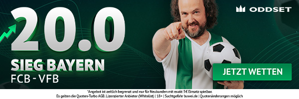 20er Quote bei Oddset auf Bayern Sieg über Stuttgart