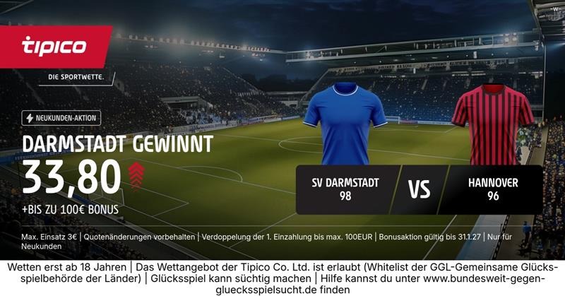 Darmstadt Hannover Boost bei Tipico