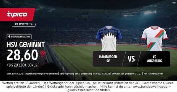 28er Quote auf HSV besiegt Augsburg bei Tipico