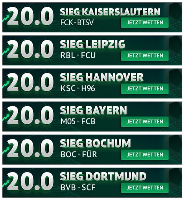 Oddset Boost zur (2.) Bundesliga KW 17
