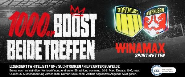 winamax 1000er boost auf beide treffen bei dortmund leverkusen