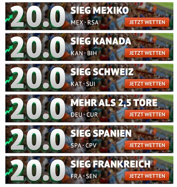 Oddset Quoten Turbo zum 1. Spieltag der WM Endrunde